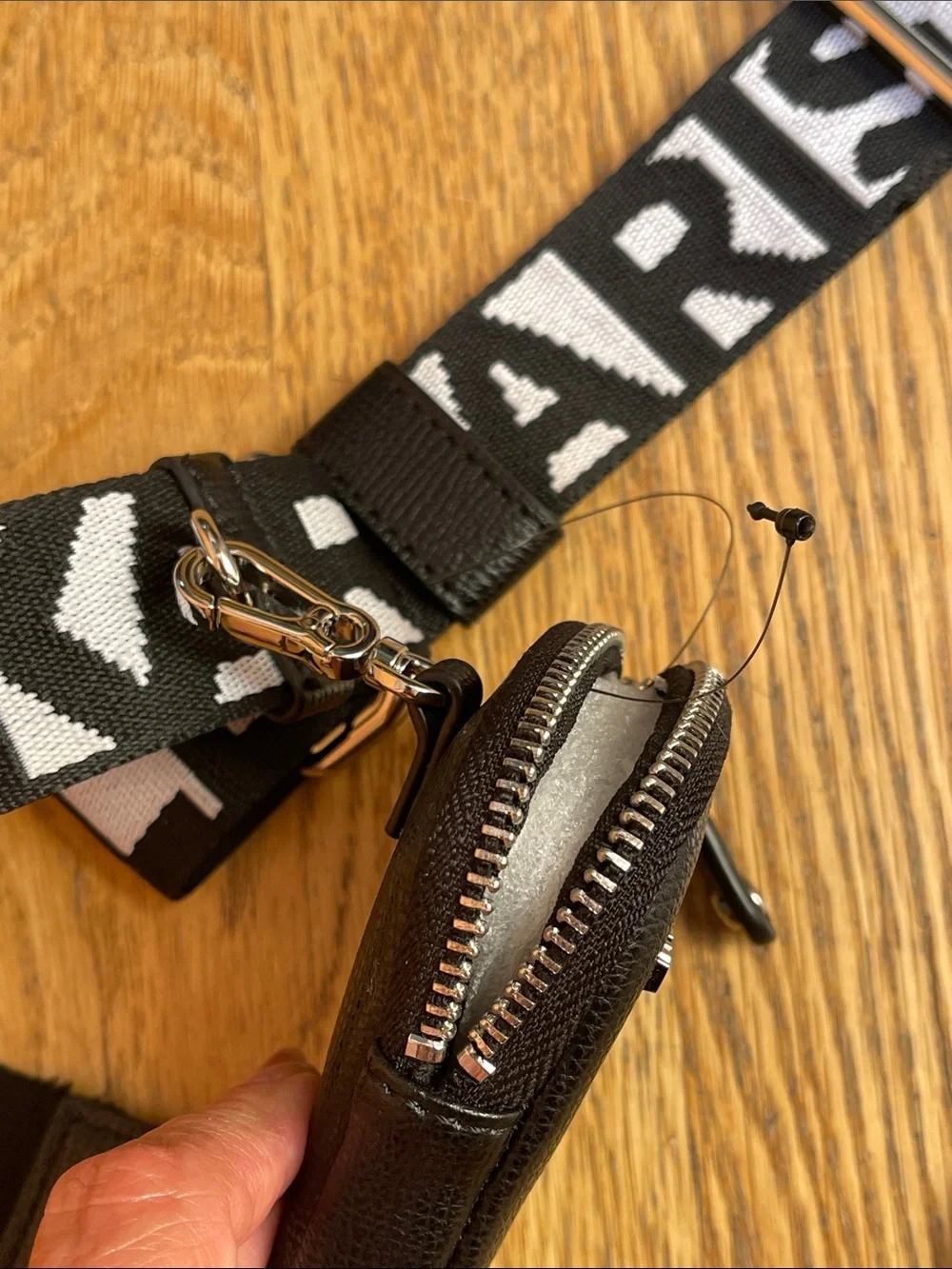 Karl Lagerfeld replacement black guitar purse strap w/ new earbud case
